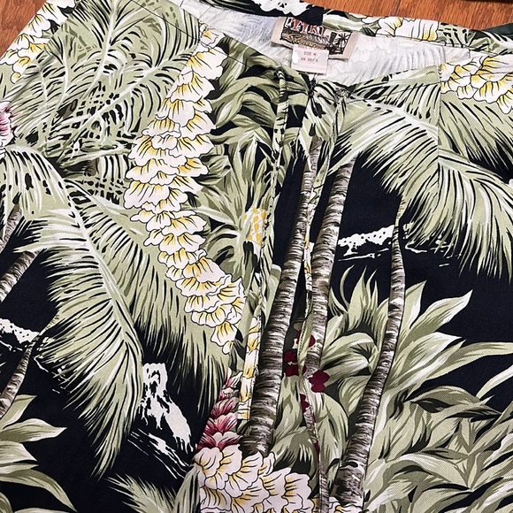 Hawaiian Print Silk Trousers / Zipper and Tie Front Closure/ Size Medium - Picture 5 of 8